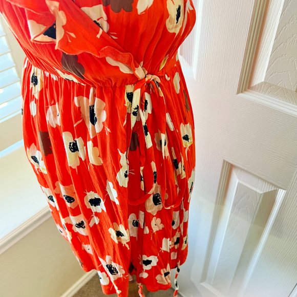 Zara Orange Floral Wrap Mini Dress - Picture 6 of 11